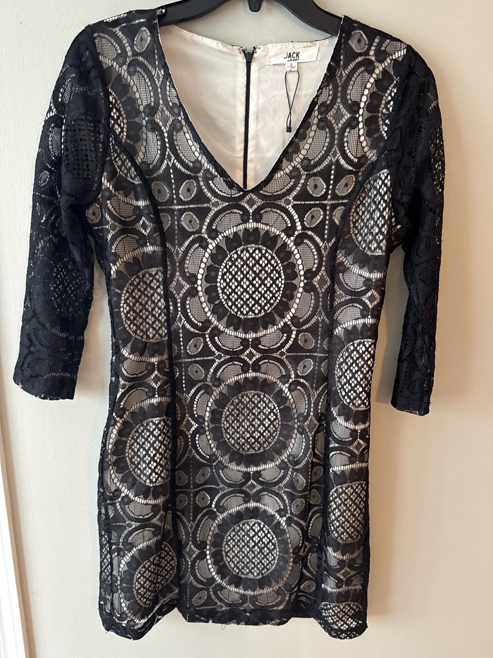 Jack by BB Dakota Black Lace Overlay Dress with Nude Lining